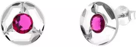 Spark Sidabriniai auskarai moterims DiamondSky „Astra (Fuchsia)“ su Swarovski kristalais