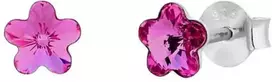 Diamond Sky Jewelry Sidabriniai auskarai moterims Diamond Sky „Sunny Flower (Fuchsia)“ su Swarovski kristalais