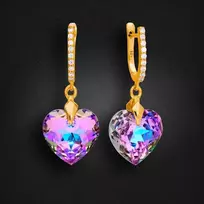 Diamond Sky Jewelry Sidabriniai auskarai moterims DiamondSky „Romantic Heart III (Vitrail Light)“ su Swarovski kristalais