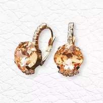 Diamond Sky Jewelry Auskarai moterims DiamondSky „Crete (Light Peach)“ su Preciosa kristalais