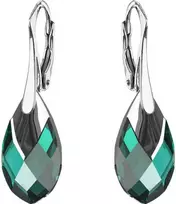 Diamond Sky Jewelry Sidabriniai auskarai moterims DiamondSky „Baroque II (Emerald Light Chrome)" su Swarovski kristalais