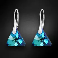 Diamond Sky Jewelry Sidabriniai auskarai moterims DiamondSky „Osiris (Bermuda Mėlyna)“ su Swarovski kristalais
