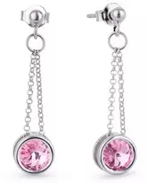 Diamond Sky Jewelry Sidabriniai auskarai moterims DiamondSky „Bonbon (Light Rose)" su Swarovski kristalais
