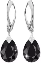 Diamond Sky Jewelry Sidabriniai auskarai moterims DiamondSky „Moon Shine (Jet)" su Swarovski kristalais