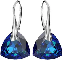 Diamond Sky Jewelry Sidabriniai auskarai moterims DiamondSky „Evening Shine (Bermuda Mėlyna)" su Swarovski kristalais
