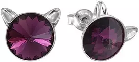 Diamond Sky Jewelry Vaikiški sidabriniai auskarai moterims DiamondSky „Katė (Amethyst)" su Swarovski kristalais