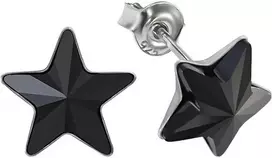 Diamond Sky Jewelry Vaikiški sidabriniai auskarai moterims DiamondSky „Žvaigždutė (Jet)" su Swarovski kristalais