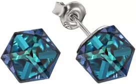 Diamond Sky Jewelry Sidabriniai auskarai moterims DiamondSky „Rubicon II (Bermuda Mėlyna)" su Swarovski kristalais