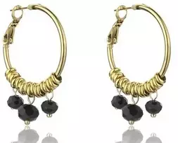 Marc Malone Auksuoti auskarai su žiedais Zoey Juodas Earrings MCE23010G