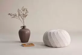 Venture Design Apvalus pufas „Ted“, 45 cm, kreminės spalvos