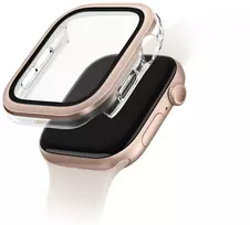 Dėklas UNIQ Voute skirtas Apple Watch Series 10 46mm apsauginis stiklas rožinio aukso spalvos