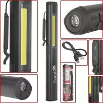 Tvardy Magnet LED COB tikrinimo dirbtuvių lempa 5W + 3W UV lazeris 800mAh 400lm IP44 (100)