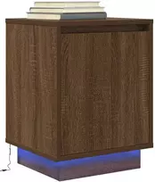 Spintelė prie lovos su LED lemputėmis Rudas ąžuolas 38x34x50 cm