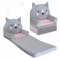 Fotelis Minkštas vaikiškas pliušinis foteliukas 3in1 "Katinėlis" XXL
