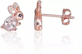 Auksiniai auskarai vinukai, Raudonas Auksas, Cirkonai - 0.73 g. - 8 mm.