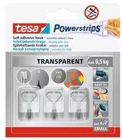 Drabužių kabliukas Tesa Powerstrips, 3 vnt., skaidri