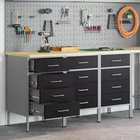 Darbo spinta su stalčių 3 pcs Juoda ir pilka 150 x 55 x 85 cm