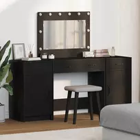 Makiažo stalas su stalčių 3 pcs Juoda Apdirbta mediena