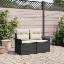 Sodo sofa su pagalve Juoda 141 x 62 x 69cm poliratanas