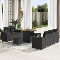 Sofa Sodo Sofų Rinkinys su pagalve 8 pcs Juoda Poli ratanas