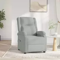 Fotelis Elektrinis atlošiamas krėslas, šviesiai pilkos spalvos, aksomas