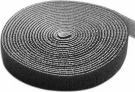 Tvirta kabelių raištelių juosta su lipdukais ir kilpomis, 10 m x 20 mm, Techly, karpoma, juoda
