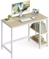 Songmics Vasagle Biuro rašomasis stalas 100 x 50 x 76 cm natūralus smėlio spalvos perlamutras baltas