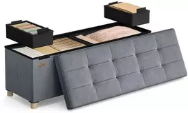 Songmics Suolas su daiktadėže 38 x 110 x 40 cm Kojinė 112 L šiferio pilka