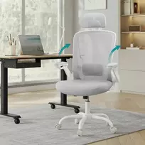 Songmics Ergonomiška biuro kėdė su tinkleliu ir atlošu balandžių pilkos spalvos