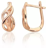 Auksiniai auskarai anglišku užsegimu, Raudonas Auksas, Be akmens - 1.83 g. - 14 mm.