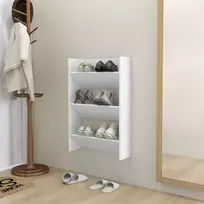Sieninė spintelė batams, baltos spalvos, 60x18x90cm, MDP