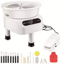 Keraminis puodininko ratas, 450 W variklis, LCD jutiklinis ekranas, kojinis pedalas, atsparus vandeniui