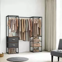 Songmics Drabužių lentyna su 2 stalčiais ir 4 lentynomis vintage ruda