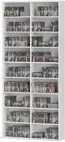 HOMCOM CD DVD Blu-ray lentyna, CD stovas iki 640 CD arba 360 DVD arba 430 Blu-ray diskų, saugykla, knygų lentyna, laikmenų lentyna svetainei 78,5 x 24 x 175 cm, balta