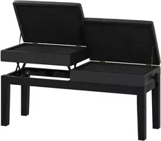 HOMCOM pianino suoliukas, reguliuojamo aukščio, su daiktadėže, išlaiko iki 220 kg, dirbtinė oda, juodas, 105 x 37 x 48-58 cm
