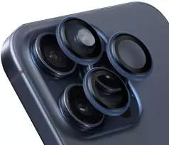 OBAL:ME objektyvo apsauga skirta iPhone 15 Pro/15 Pro Max mėlynos spalvos Titanium
