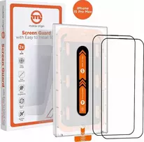 Mobile Origin Oranžinė ekrano apsauga iPhone 15 Pro Max su lengvu aplikatoriumi, 2 vnt.
