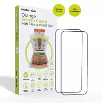 Mobile Origin Oranžinė iPhone 15 Pro ekrano apsauga su lengvu aplikatoriumi, 2 vnt.