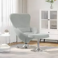 Fotelis Kiaušinio kėdė su pufu Šviesiai pilka Aksomas