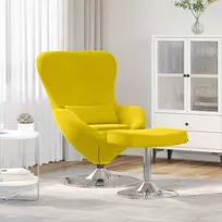 Fotelis Kiaušinio kėdė su pufu Geltona Aksomas