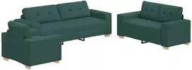 Sofa 3 pcs Tamsiai žalia 221 x 80 x 80 cm Lino mišinio audinys