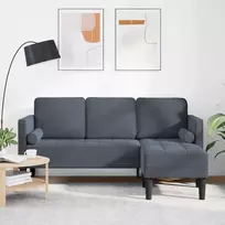 Sofa Sofos komplektas su pagalve Tamsiai pilka Poliesteris