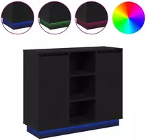 LED Bufetas Juodas ąžuolas 90 x 32 x 75 cm Apdirbta mediena