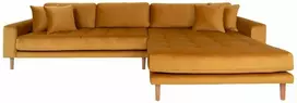 House Poilsio sofa, Lido, garstyčių geltona, natūralios medžio kojos