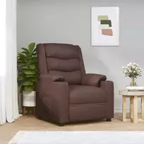 Fotelis Elektrinis atlošiamas krėslas, rudos spalvos, dirbtinė oda