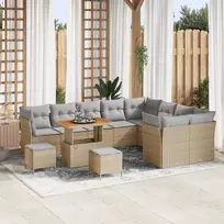 Sofa Sodo Sofų Rinkinys 12 pcs smėlio ir šviesiai pilkos spalvos
