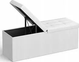 Leobert Pufas-daiktadėžė su atverčiamu dangčiu, baltas, 110 × 38 × 38 cm