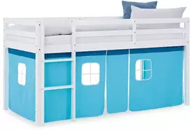 Homestyle4U Dviaukštė lova, 207.5x110x99.5 cm, mėlyna ir balta