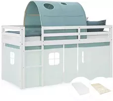Homestyle4U Loftinė lova, 207.5x160x99.5 cm, balta ir žalia