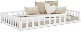 Homestyle4U Vaikiška lova, 125x32x206.5 cm, balta, medinė